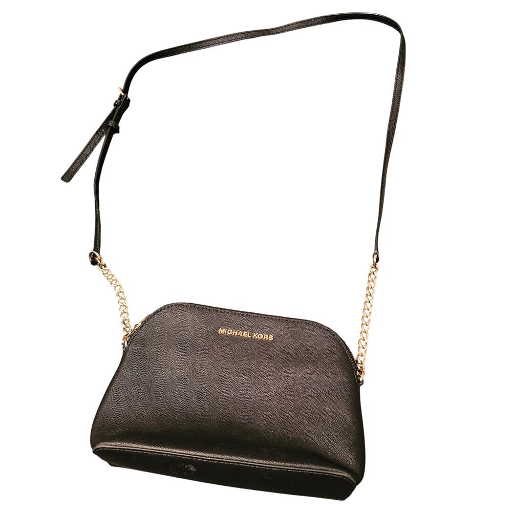 Michael Kors Cindy Dome Crossbody Bag Saffiano Leather 38S9XCPC3L Black